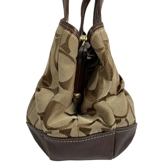 COACH CC Logo Jacquard Leather Trim Ergo Kisslock Shoulder Bag 12232 NO TAG - Picture 5 of 14